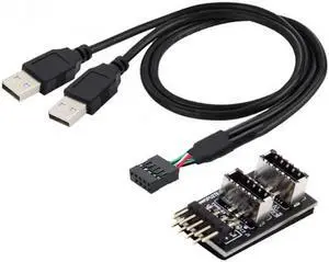 JAENFONG USB 3.1 Front Panel Socket Key-A Type-E to USB 2.0 Type-A9Pin 10Pin Mainboard Header Male Cable Extension Adapter