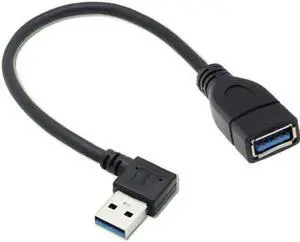 JAENFONG I Right Angled USB 3.0 Type-A Male to USB 3.0 Type-A Female Extension Cable 20cm 5Gbps 90 Degree