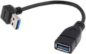 JAENFONG Down Angled USB 3.0 Type-A Male to USB 3.0 Type-A Female Extension Cable 20cm 5Gbps 90 Degree