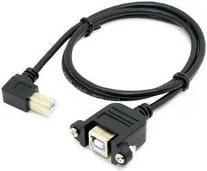 JAENFONG Right angled USB B Male to Female extension cable with screws for Panel Mount 1m JAENFONG Right angled USB B Male to Female extension cable with screws for Panel Mount 1m