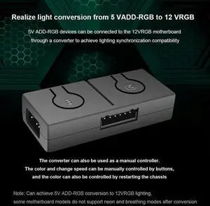 5V To 12V RGB Transfer Hub with 3-Way Splitter 5V ARGB To 12V RGB Converter Sync with Motherboard Built-in 50 Color Modes
