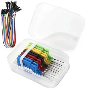 10pcs/set SDK08 IC Test Hook Clips 40V Test Clips with Jumper Wires Ultra Small Clip 2A Micro IC Clamp for Electrical Testing