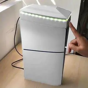 Console Cooling Fan with Dust Cover LED Light 3 Speed Top Cooling System Upper RGB Cooling Fan for PS5 Slim Console Disc/