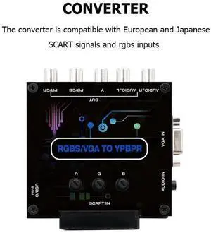 RGBS VGA SCART TO YPBPR Converter Color Brightness Adjustable Video Adapter RGBS To Color Difference Component Converter