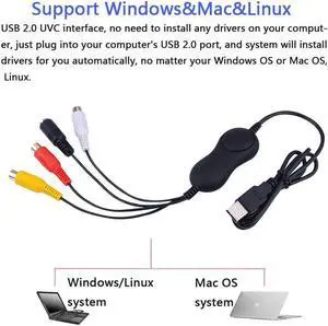 JAENFONG EZCAP USB Audio Video Capture USB 2.0 UVC AV Recording ,Converter Analog Video to Digital Format ,For Windows MAC OS Linux JAENFONG EZCAP USB Audio Video Capture USB 2.0 UVC AV Recording ,Converter Analog Video to Digital Format ,For Windows MAC OS Linux