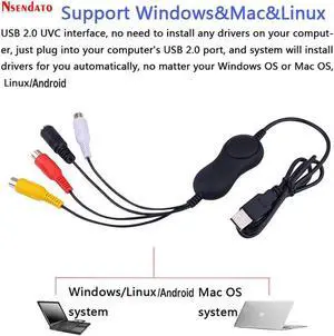 JAENFONG USB2.0 Video Recording Capture Card Analog to Digital USB UVC Video Audio Grabber Converter for XBOX PS3 VHS Windows Mac