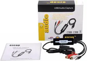 JAENFONG USB 2.0 Audio Capture Card Recorder Vinyl Turntable LP Cassette To CD / MP3 WMA WAV OGG Converter Edit Audio to MP3 Format to PC