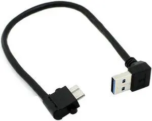 JAENFONG Up Angled 90 Degree USB 3.0 to Micro 10Pin Right Angled Cable 20cm for Cell phoneHard Disk SSD