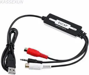 JAENFONG 3.5mm RCA RL To USB Audio Capture Turntable Vinyl LP Cassette to MP3 CD Recorder