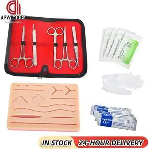 Silicone Suture Practice Kit with Skin Pad Anatomy Practice Suture Pad Reusable Suture Tool Set for Stitch Demonstration