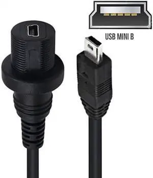 JAENFONG 1m Waterproof Dustproof 480Mbps Mini USB2.0 5Pin Male to Female Extension Data Power Cable Car Panel Mount Design JAENFONG 1m Waterproof Dustproof 480Mbps Mini USB2.0 5Pin Male to Female Extension Data Power Cable Car Panel Mount Design