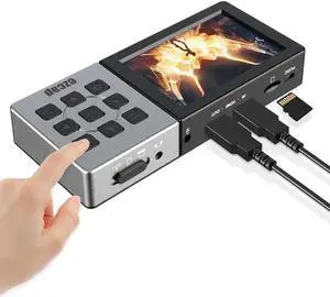 JAENFONG 1080P60FPS Standalone HDMI Video Capture with 3.5inch Screen Built in Speaker MIC Input Record Video to Micro SD Card No Need PC