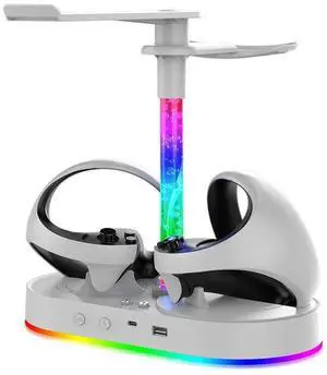 Charger Station with RGB Light Charging Dock with 4 Magnetic Adapter Controller Mount for Play Station 5 VR2 Headset Charger Station with RGB Light Charging Dock with 4 Magnetic Adapter Controller Mount for Play Station 5 VR2 Headset