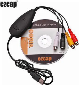 JAENFONG Ezcap172 USB 2.0 Video Grabber AV S-Video Game Audio Capture Card Old Tape VHS 8mm Cassette Video Camera Camcorder Windows Win10