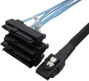 JAENFONG Internal 36 Pin Mini SAS SFF-8087 Host to 4 SFF-8482 Target SAS Hard Disk and SATA Power Cable 100cm