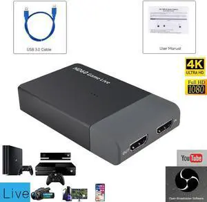 JAENFONG EZCAP321 Real 4K Video Capture Card FULL HD 1080P 60fps 120fps HDMI To USB 3.0 Live Streaming Game Recording Box Mic Audio Input