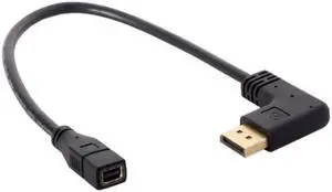 JAENFONG Left Angled DP DisplayPort 90 Degree to Mini DP DisplayPort Female Cable for Displays Monitors