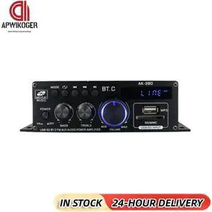 AK380 Bluetooth-Compatible Amplifier 2 Channel Home Theater Amplifier HIFI Bass 40W+40W Music Player USB AUX for Home Car
