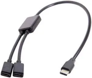 JAENFONG Type-C to Dual Ports USB-C Female Hub Cable For Laptop PCMouseFlash Disk