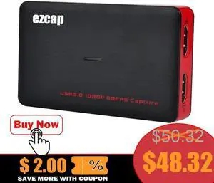 JAENFONG Ezcap 261 1080P 60fps Audio Video Capture Card fr iOS Phone Game HD Camera Recording Box HDMI to USB 3.0 PC Live Streaming Plate JAENFONG Ezcap 261 1080P 60fps Audio Video Capture Card fr iOS Phone Game HD Camera Recording Box HDMI to USB 3.0 PC Live Streaming Plate