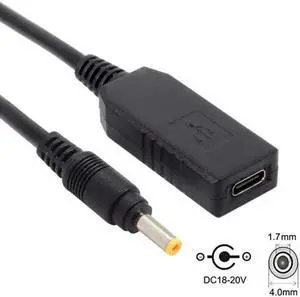 JAENFONG USB 3.1 Type C USB-C to DC 20V 4.0 1.7mm Power Plug PD Emulator Trigger Charge Cable for Laptop