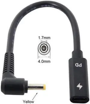 JAENFONG Type C USB-C Female Input to DC 4.0*1.7mm Power PD Charge Cable fit for Laptop 18-20V