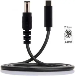 JAENFONG Type C USB-C Input to DC 5.5*2.1mm Power PD Charge Cable for Laptop Notebook