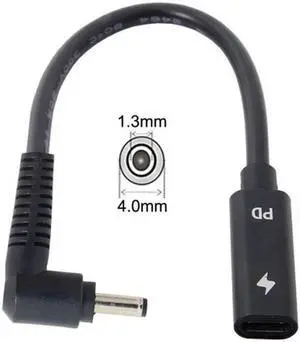 JAENFONG Type C USB-C Female Input to DC 4.0*1.3mm Power PD Charge Cable fit for Laptop 18-20V