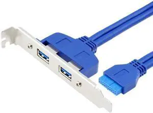 JAENFONG Internal 2Pin USB 3.0 Female Mount panel to Motherboard 20pin cable with PCI bracket