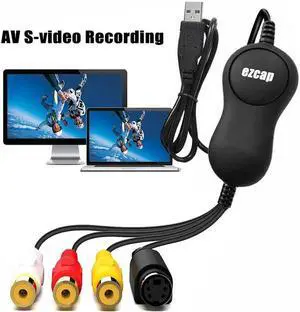 JAENFONG EzCAP159 USB 2.0 Audio Video Capture Card, VHS Player VCR TV Box To DVD Converter for Windows Mac OS 10.14 Win10 64bit or Later
