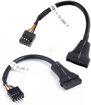 JAENFONG USB 2.0 9Pin to USB 3.0 20pin Housing Header Female Cable Reversible for Motherboard
