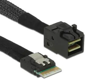 JAENFONG Slim Line SAS 4.0 SFF-8654 4i 38pin Host to HD Mini SAS 4i SFF-8643 36pin Target Cable 50cm