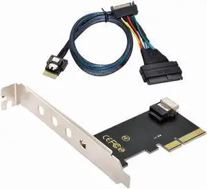 JAENFONG 4.0 to SFF-8654 Slimline SAS Card Adapter and U.2 U2 SFF-8639 NVME PCIe SSD Cable for Mainboard SSD