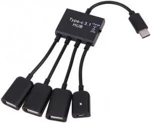 JAENFONG USB Host OTG 3 Port Hub Adapter Cable with Power for Galaxy S5 i9600 Note3 N9000 Cell PhoneTablet