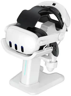 VR Glasses Rack Holder Headset Charging Dock Stable VR Headset Controller Display Bracket with LED Light for Quest 3