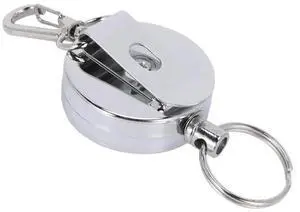 18 Pcs Stainless Silver Retractable Key Chain Recoil Keyring Heavy Duty Steel