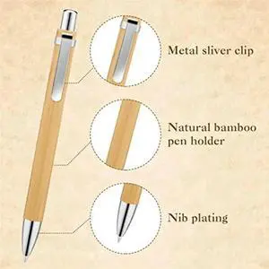 200 Pcs Bamboo Ballpoint Pens Wooden Retractable Ballpoint Pen Bamboo Black Ink 1Mm Pen Wood Sustainable Pens 13.5 X 1.1Cm