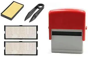 2Set Self Inking Stamp Set Custom DIY Business Name Number Address Printing Rubber Stamp With Tweezers Kit Blue & Red