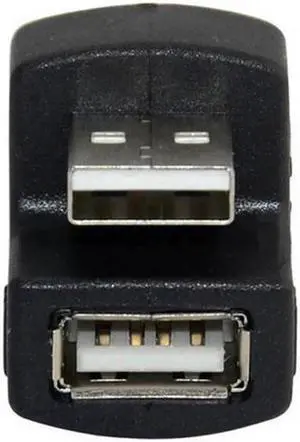 JAENFONG Up Angled USB 2.0 Adapter A Male to Female Extension 90 180 360 Degree Black