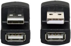 JAENFONG 1 Set UpDown Angled USB 2.0 Adapter A Male to Female Extension 180 Degree Black