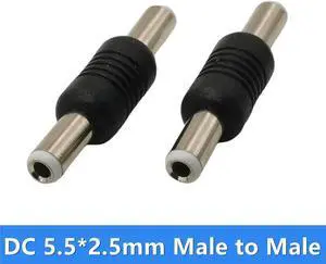 JAENFONG DC 5.5mm x 2.1mm Male to Male Adapter, Jack 5.5*2.5mm Male to Male,5.5*2.1mm Connector 2-pack(2.1mm and 2.5mm)