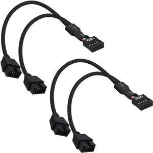 JAENFONG Motherboard USB Header Splitter Y Cable USB 2.0 9Pin Female to Dual 9Pin Male Motherboard Header Splitter Hub 1 to 2 Converter Extension Cord Adapter-15cm-2pcs
