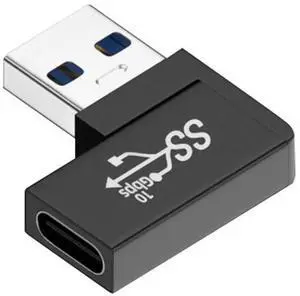 JAENFONG 90 Degree Left Angled USB-C Type C Female to USB 3.0 A Male Data Adapter Flat Horizontal for Laptop Desktop