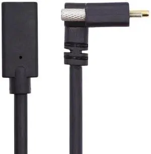 JAENFONG Screw Locking USB 3.1 Type C USB-C Cable Up Angled Male to Female Extension Data Cord for Realsense Camera VR Quest Link 0.3m