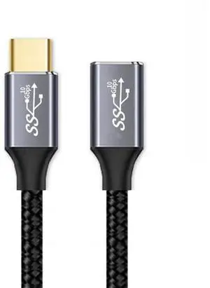 JAENFONG Straight USB-C USB 3.1 Type C Male to Female Extension Data Cable 10Gbps 100W with Sleeve for Laptop 2.0m JAENFONG Straight USB-C USB 3.1 Type C Male to Female Extension Data Cable 10Gbps 100W with Sleeve for Laptop 2.0m