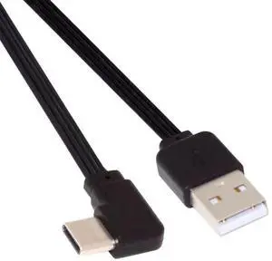 JAENFONG USB 2.0 Male to USB-C Type-C Left Right Angled 90 Degree Data Flat Slim FPC Cable for FPV & Disk & Phone 13CM JAENFONG USB 2.0 Male to USB-C Type-C Left Right Angled 90 Degree Data Flat Slim FPC Cable for FPV & Disk & Phone 13CM