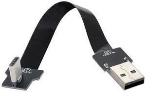 JAENFONG USB 2.0 Type-A Male to Right Angled USB-C Type-C Male Data Flat Slim FPC Cable for FPV & Disk & Phone 2.0M/6.56ft JAENFONG USB 2.0 Type-A Male to Right Angled USB-C Type-C Male Data Flat Slim FPC Cable for FPV & Disk & Phone 2.0M/6.56ft