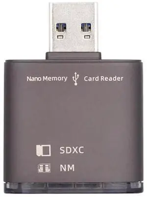 JAENFONG USB 3.0 to NM Nano Memory Card & SD Card Reader Adapter with Dual Port Writer for Mate Seial Phone & Camera & Laptop JAENFONG USB 3.0 to NM Nano Memory Card & SD Card Reader Adapter with Dual Port Writer for Mate Seial Phone & Camera & Laptop
