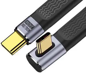 JAENFONG 8K Flat Slim FPC Data Cable 240W Type-C USB-C Male to Male Low Profile Angled USB4 40Gbps 100W Cord for Laptop Phone 13cm JAENFONG 8K Flat Slim FPC Data Cable 240W Type-C USB-C Male to Male Low Profile Angled USB4 40Gbps 100W Cord for Laptop Phone 13cm