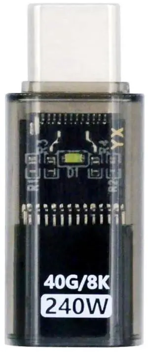 JAENFONG USB4 Type C Male to Female Extension Adapter with Smart LED Display 240W Power 40Gbps Data 8K Video Converter for Phone Laptop